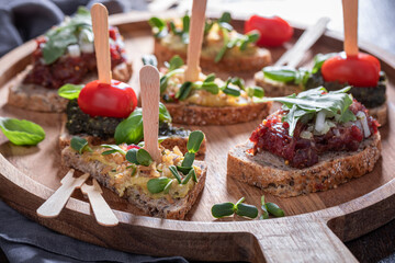 Delicious bruschetta made of bread for a snack