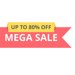 Sale banner vector, flat illustration. Discount banner template. Special Offer up to 80% off label.