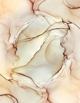 Interior painting in the style of abstraction with alcohol ink in beige tones. Suitable for wallpaper and murals.