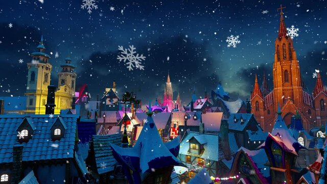 Winter new year town