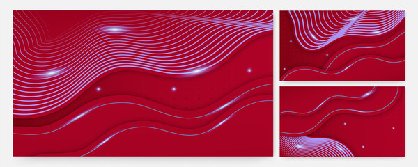 Shiny wave Light red Colorful abstract Design Banner