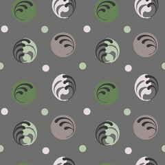 seamless pattern with round  elements, abstract simple naive children's hand-drawn ornament