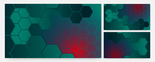 Hexagon gradient green red Colorful abstract Design Banner