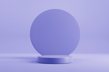 Abstract minimal scene with geometric forms. Cylinder podium stage in very peri and white backgrounds. for show product presentation 2022, mock up, 3d render.