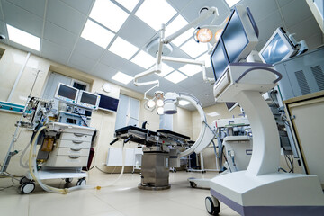 Healthcare surgery ward in hospital. Medical modern emergency room.