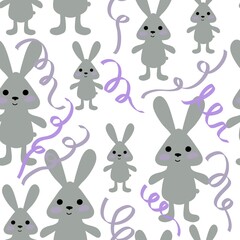 Obraz na płótnie Canvas Bunnies seamless rabbits pattern for fabrics and textiles and packaging and gifts and cards and linens and kids