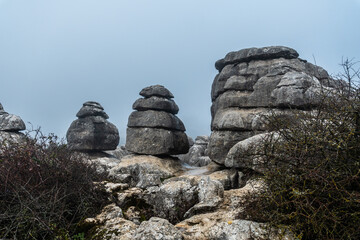 Figures in precious stones at the top of Torcal de Antequera, in the municipalities of Antequera and Villanueva de la Concepción. Province of Malaga, Andalusia