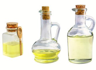 Glass bottles intended for the storage of cooking oil.