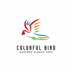 Fototapeta premium modern colorful bird logo design, parrot logo inspiration, symbol, abstract bird, vector template