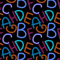 Kids seamless pattern with alphabet for fabrics and textiles and linens and gifts and cards 