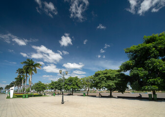 riverside pedestrian promenade of central phnom penh city in cambodia