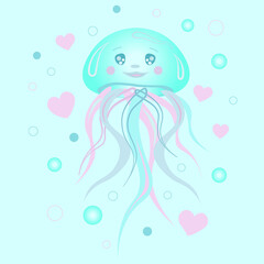 Cute vector illustration of a jellyfish