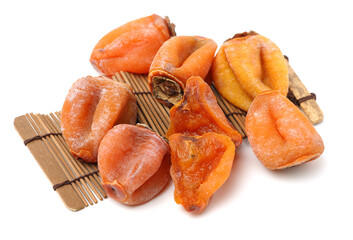 dried persimmon on white background 