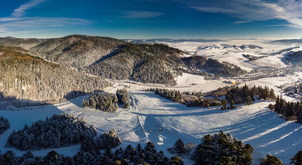 Panoramic winter view of the ski center Vysne Ruzbachy, north Slovakia