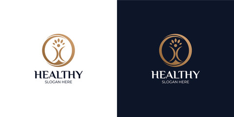 healthy modern and simple logo set