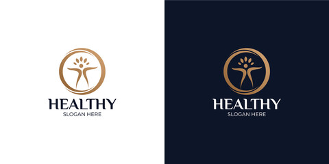 healthy modern and simple logo set