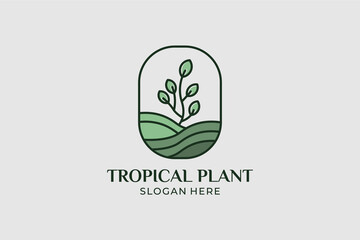 tropical plant logo set minimalist style