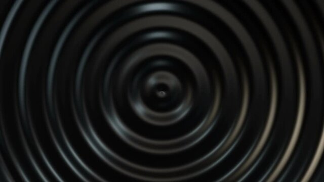 3d render background of dark black abstract pattern of liquid concentric ripples. 4k seamless loop animation. Business presentation background