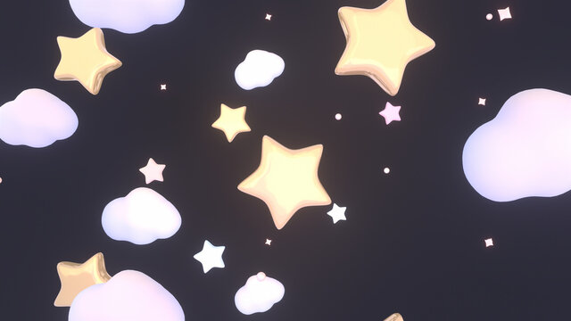 3d rendered cartoon stars sky.