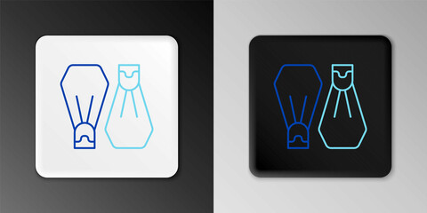 Line Rubber flippers for swimming icon isolated on grey background. Diving equipment. Extreme sport. Sport equipment. Colorful outline concept. Vector © vector_v