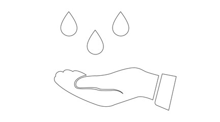 Hand wash flat vector icon. Hand and Drop Icon. Vector isolated black and white editable illustration
