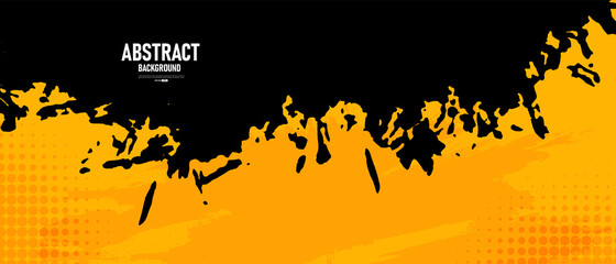 Obraz premium Abstract black and yellow grunge texture background with halftone effect vector. 