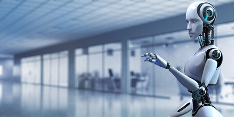 Cyborg Robot 3d render. RPA Robotic process automation Automation AI.