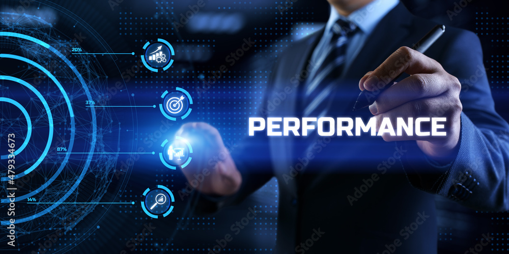Poster performance indicator business finance concept on virtual screen.