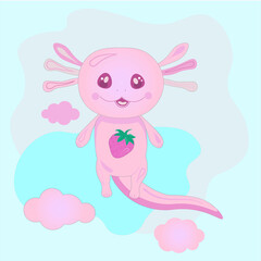 Obraz na płótnie Canvas Cute vector illustration of the axolotl