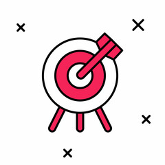 Filled outline Target financial goal concept icon isolated on white background. Symbolic goals achievement, success. Vector