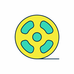 Filled outline Film reel icon isolated on white background. Vector