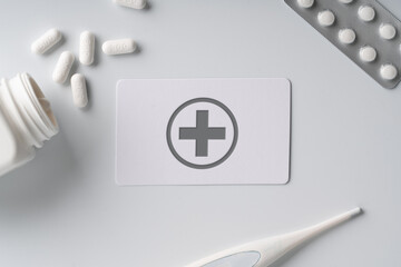Plain name card with Medical icon on white monotone background