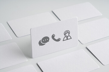 Plain name card for Contact us icon for global business concept