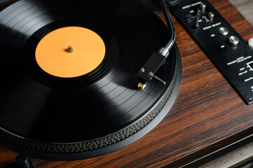 Retro turntable with record
