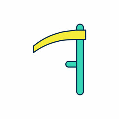 Filled outline Scythe icon isolated on white background. Happy Halloween party. Vector