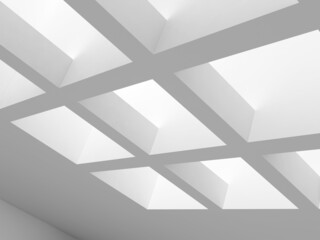 Abstract minimal architectural background. 3d white skylight design