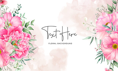 floral background with beautiful flower and leaves watercolor set