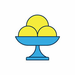 Filled outline Ice cream in the bowl icon isolated on white background. Sweet symbol. Vector