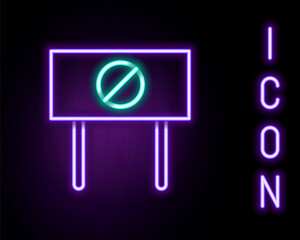 Glowing neon line Protest icon isolated on black background. Meeting, protester, picket, speech, banner, protest placard, petition, leader, leaflet. Colorful outline concept. Vector