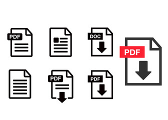 PDF file download icon. Document text, symbol web format information, vector illustration