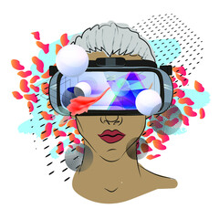 Girl in virtual reality glasses. - 479341028