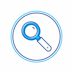 Filled outline Magnifying glass icon isolated on white background. Search, focus, zoom, business symbol. Vector