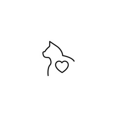 Romance, love and dating concept. Outline sign and editable stroke drawn in modern flat style. Suitable for articles, web sites etc. Vector line icon of heart inside of a cat
