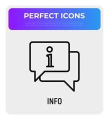 Information sign in speech bubble thin line icon. Modern vector illustration for helpdesk, info button.