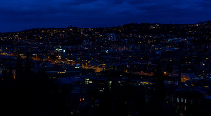 Fototapeta na wymiar night city panorama Stuttgart lights