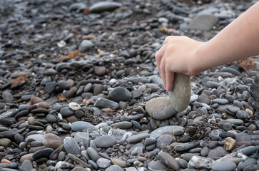seaside with grey stone beach