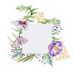 Pink Butterflies and Floral Square Frame