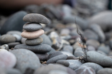 cairn by the sea in summer