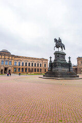 Fototapeta premium Theatre Square with Semperoper and Residenzschloss buildings and King Johann's equestrian statue