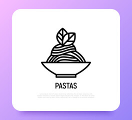 Pasta thin line icon. Spaghetti. Modern vector illustration of italian food.
